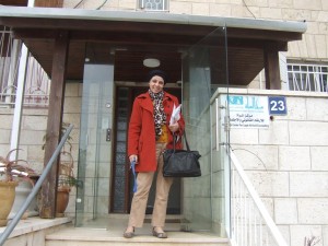 Maha Abu Dayyeh outside the Women’s Centre for Legal Aid and Counselling, Palestine. 