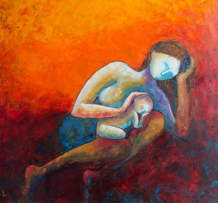 "Mother's Lap," painting by Sagarika Sen, 2012.